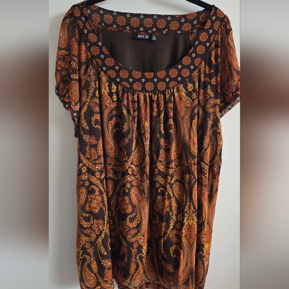 Apt. 9 Vibrant Paisley Blouse in Brown and Orange
